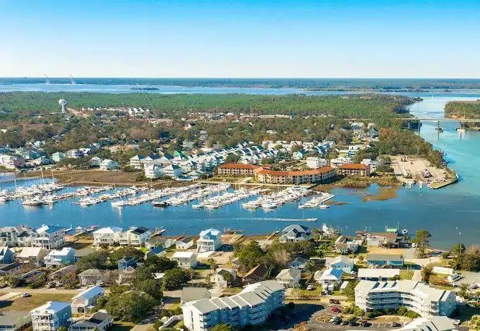 Marsh creeks and the Intracoastal Waterway near Carolina Beach from the air
