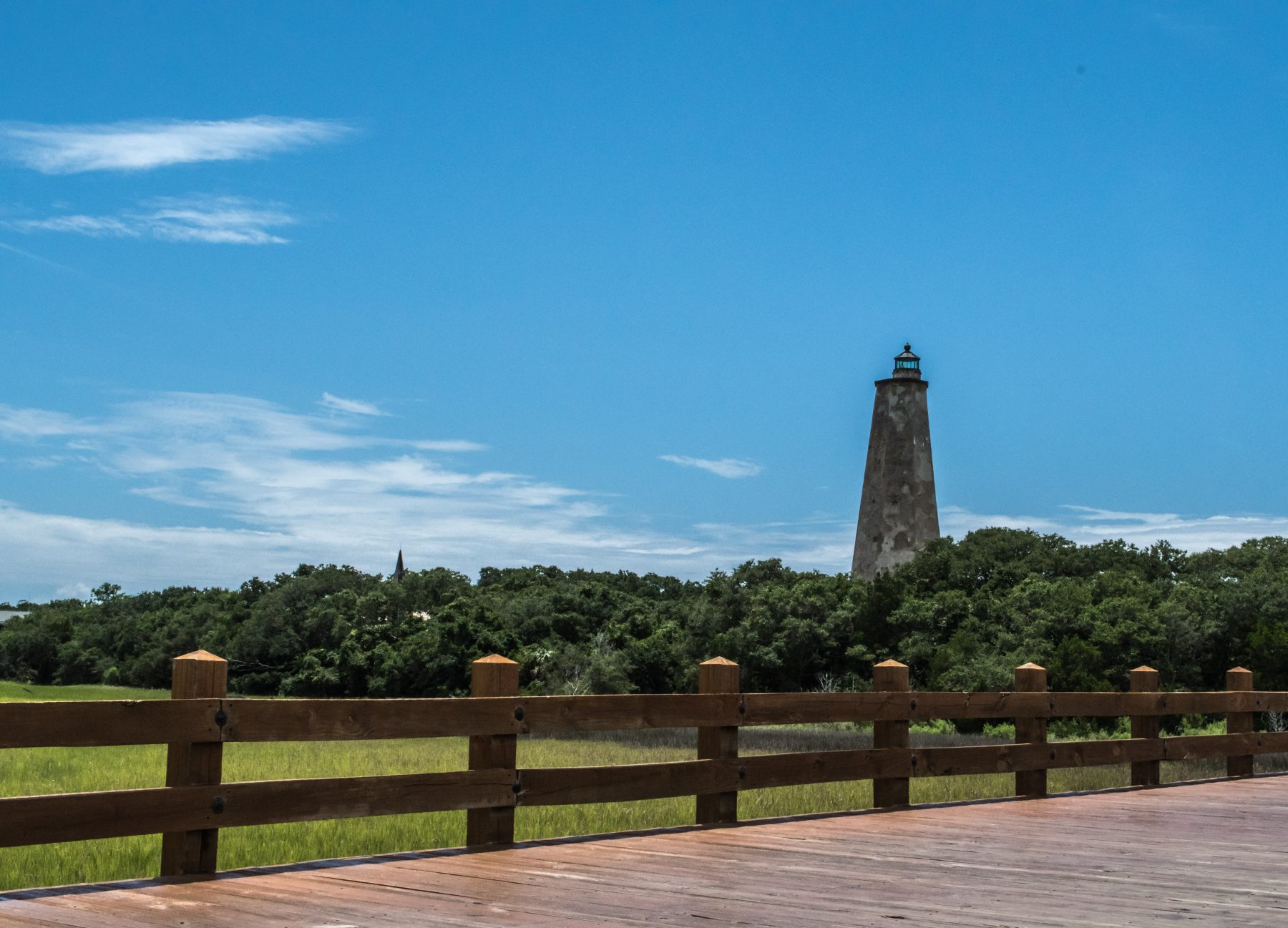 Old Baldy lighthouse above the maritime forest on Bald Head Island
