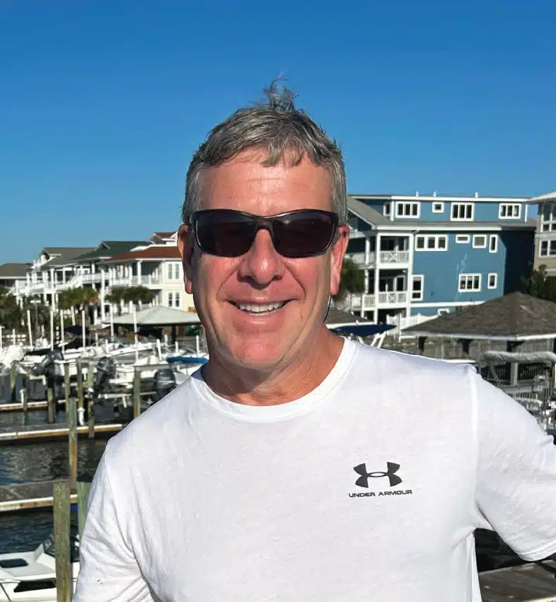 Will Moss on the dock at Waterfronte Villas, Carolina Beach